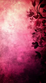 Crimson floral whispers curling across a glowing pink haze.