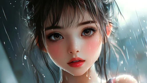 Hyper-detailed wet portrait uses specular highlights and shallow DOF
