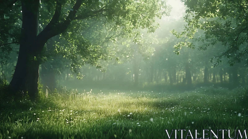 Luminous Forest Clearing with Volumetric Light Diffusion Through Dense Canopy