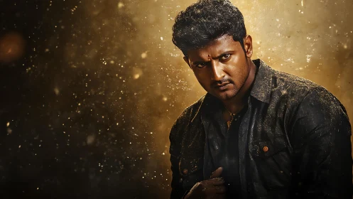 Smoldering stare in molten dust, a storm-bred protector.