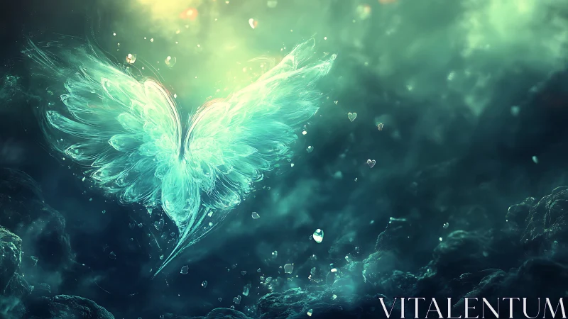 Luminous crystal wings drifting through a dreamy night sky.