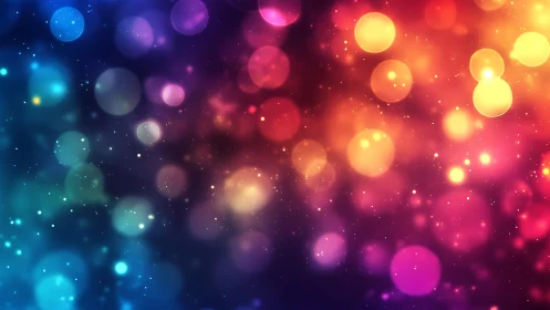 Vibrant multicolor bokeh lights abstract background digital art.