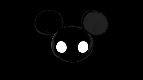 Minimal mouse head silhouette with glowing white eyes.