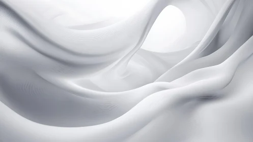 Flowing White Fabric Abstract Art with Smooth Minimalist Style.