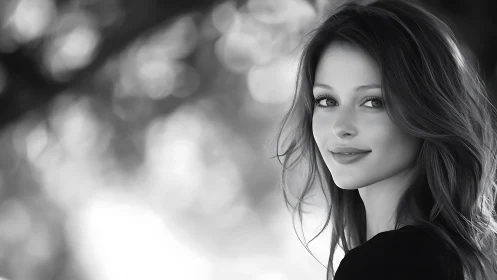 Monochrome portrait with soft bokeh and directional light.