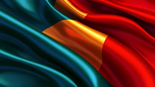 Silk textured tricolor flag with vivid metallic sheen