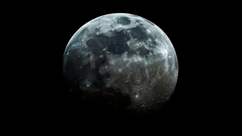 Luminous lunar surface rendered in sharp celestial detail.