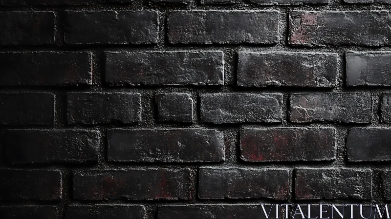 Dark brick wall texture shows rough masonry with directional lighting