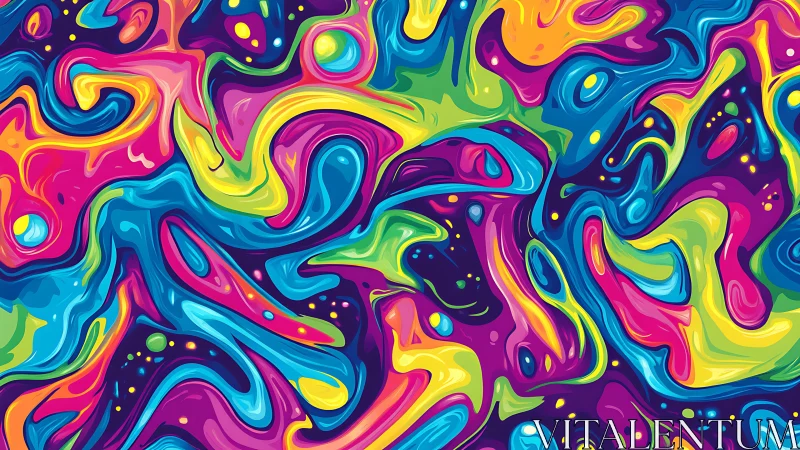 Neon liquid waves flow across a vivid abstract background