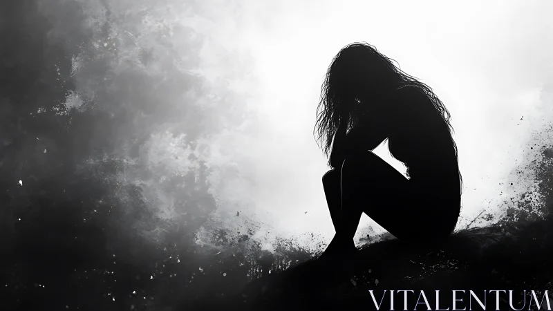 Quiet silhouette rests in a misty world of light and shadow