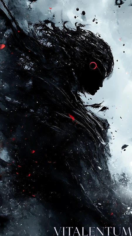 Shadow wanderer swirling through storm and embers.