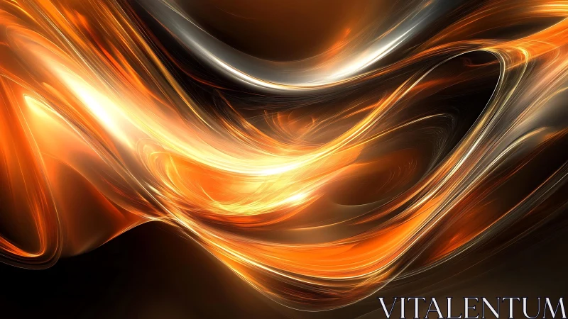 Luminous orange and gold abstract waves in digital art style.
