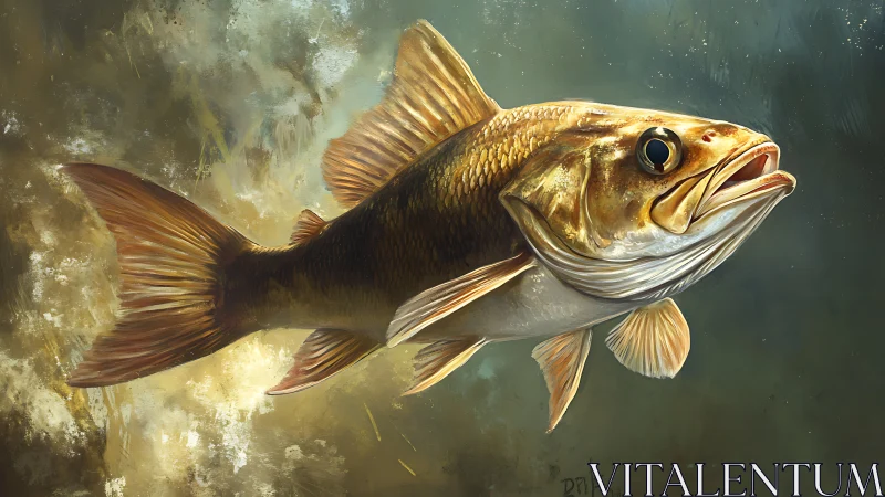 Hydrodynamic bass portrait with luminous scaled texturing.