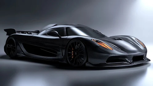 Sleek black supercar glides forward with dramatic modern style