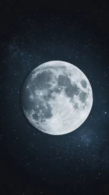 Full moon glows sharply against dense star field