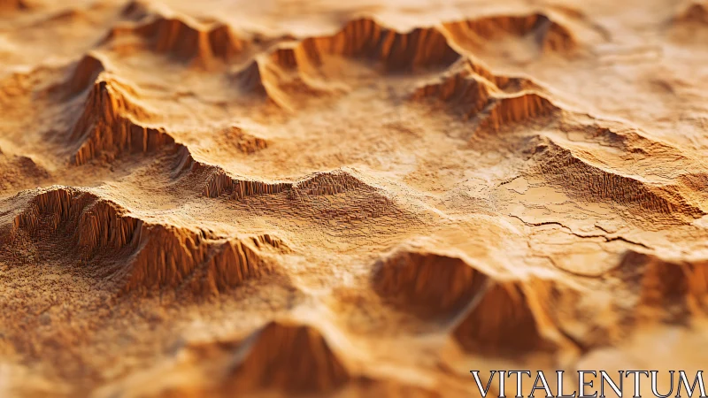 Procedural desert ridge landscape in shallow depth of field.