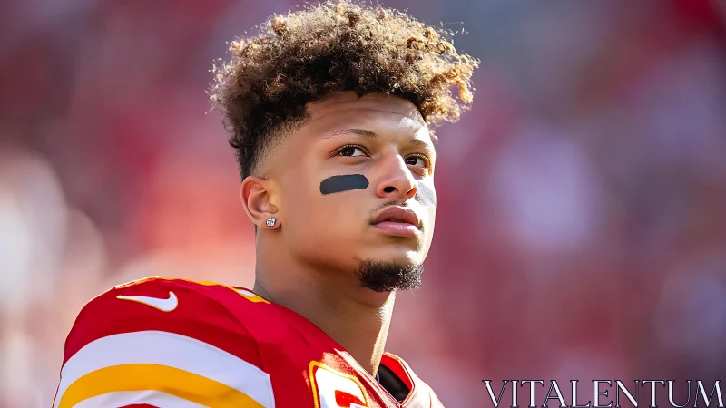 Professional football player on field in red team uniform.