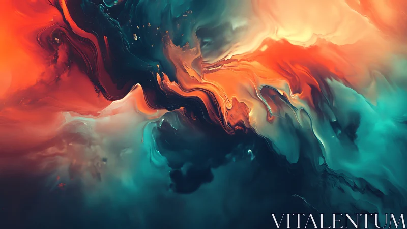 Flowing waves of teal and orange drift through soft light