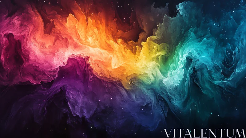 Vivid swirling nebula in full rainbow color spectrum space