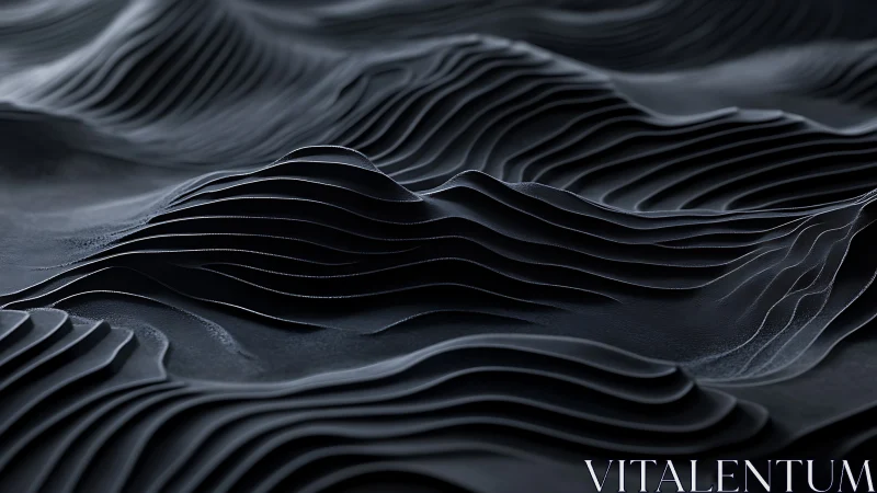 Layered graphite dunes forming abstract topographic waves.