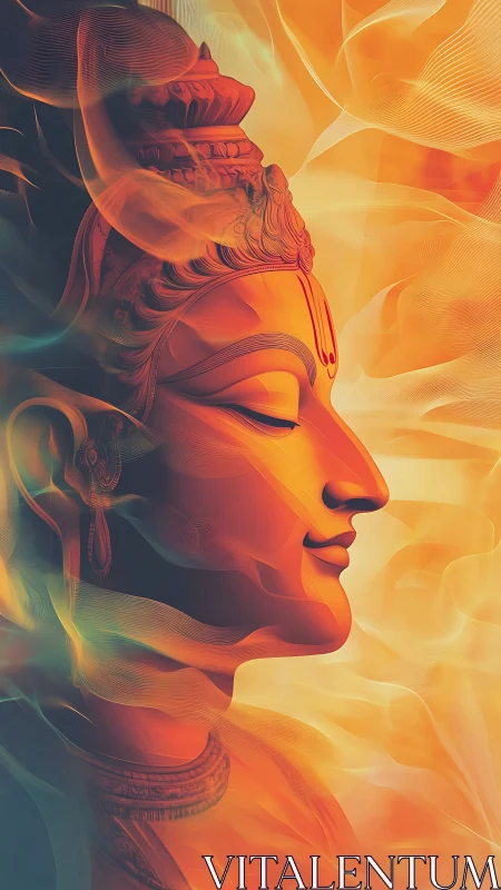 Parametric auric deity profile in volumetric radiant gradients.