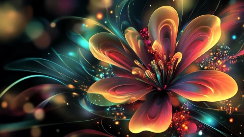 Cosmic petals swirl outward, painting light into deep space