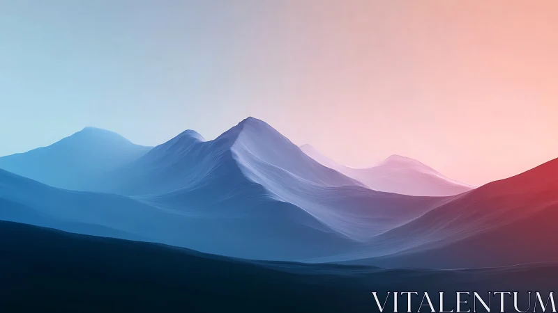 Gradient-lit abstract mountain ridges in minimalist digital panorama.