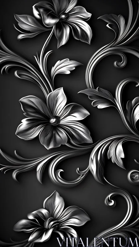 Ornate Floral Scrollwork in Elegant Monochrome Relief