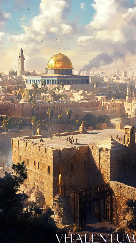 Digital cityscape render depicts domed structure and old walls