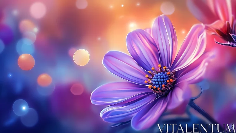 Purple Cosmos Flower in Dreamy Light.