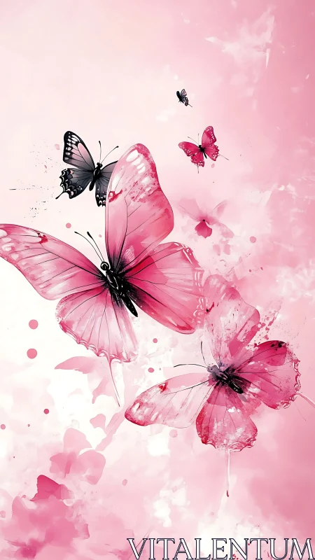 Blush sky of fluttering pink butterflies in gentle bloom.