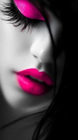 Soft monochrome beauty with vibrant hot pink accents.