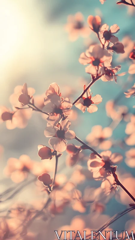 Delicate Blossoms Bathed in Warm Golden Sunlight