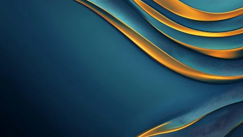 Elegant Abstract Waves with Gold and Teal 3D Digital Art Style.