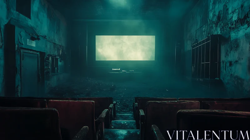 Ghostlit cinema breathes in turquoise haze and quiet ruin.