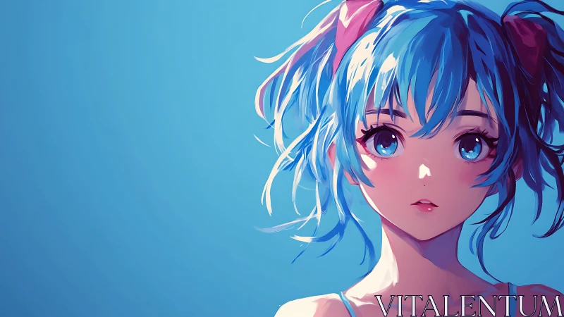 Chromatic anime portrait with high-key blue tonality focus.