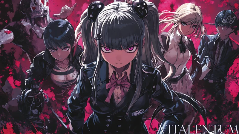 Crimson-eyed antiheroes march through a splattered inferno.