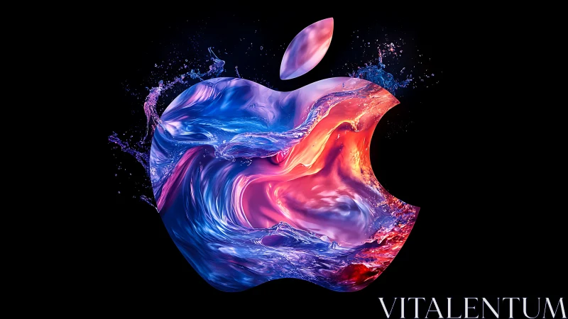 Apple Logo Rendered in Liquid Neon Swirls and Heat