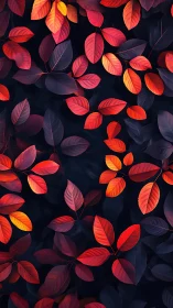 Red and orange foliage pattern on dark background wallpaper.