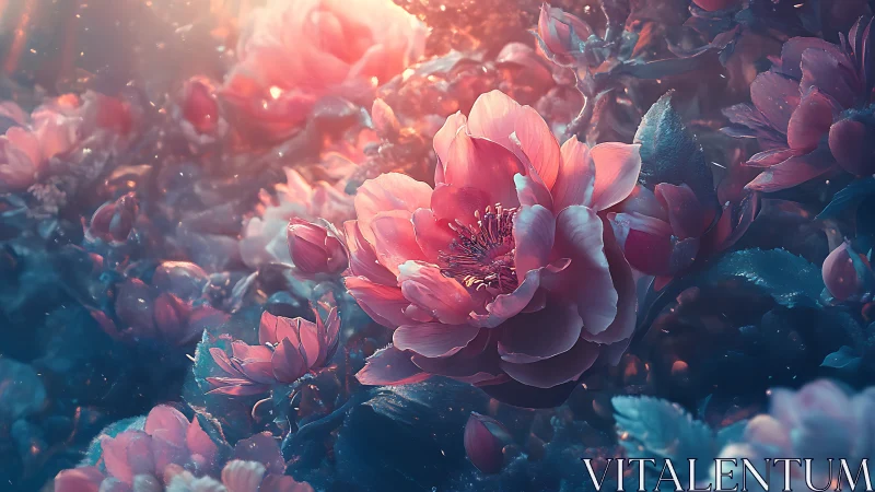 Luminous Peonies Ablaze: A Neon Garden Dream.