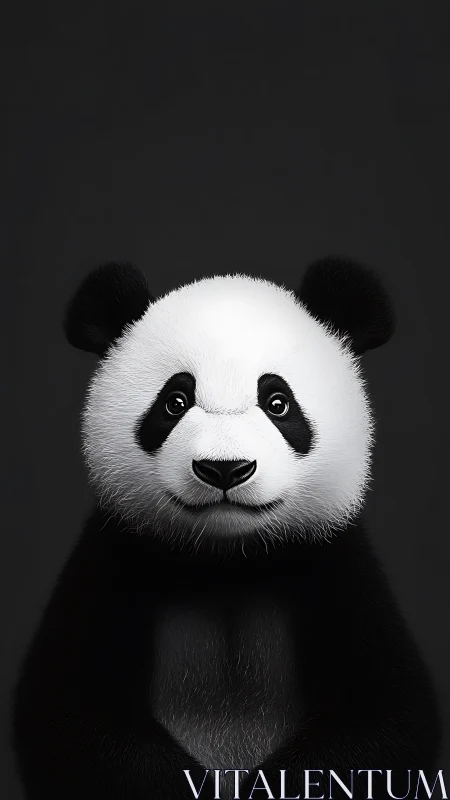 Gentle panda portrait glows softly against deep black
