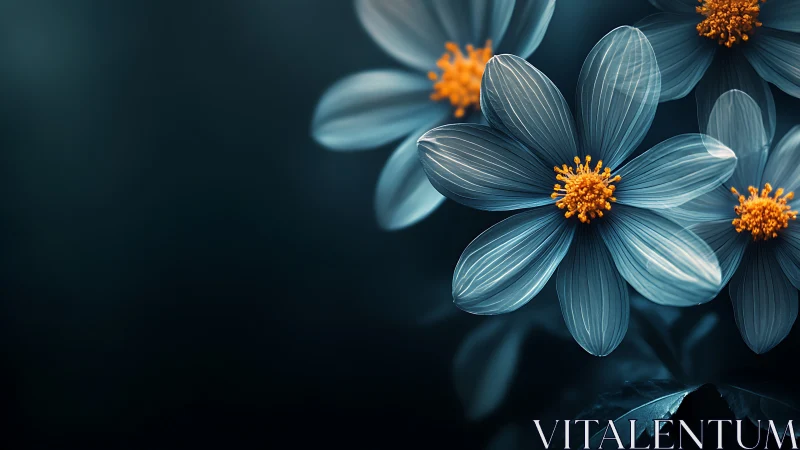 Teal Blooms Dance Against Midnight: Nature's Electric Contrast