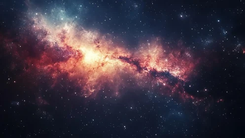 Stellar nebula band with dense starfield in deep space.