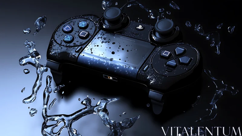 Waterproof PS5 Controller Rendered with Liquid Splash Effects.