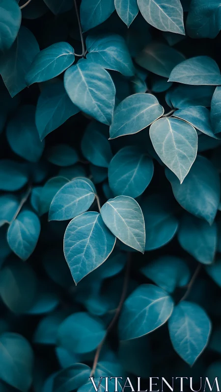 Cool-toned foliage study isolates overlapping ovate leaves