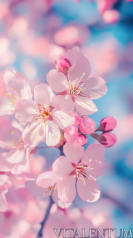 Pink blossoms with out-of-focus floral background.