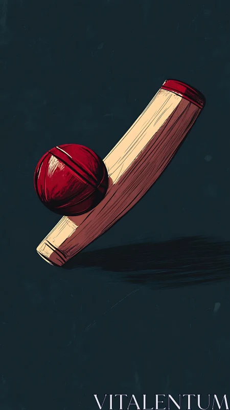 Cricket bat and ball drifting in inky midnight quiet.