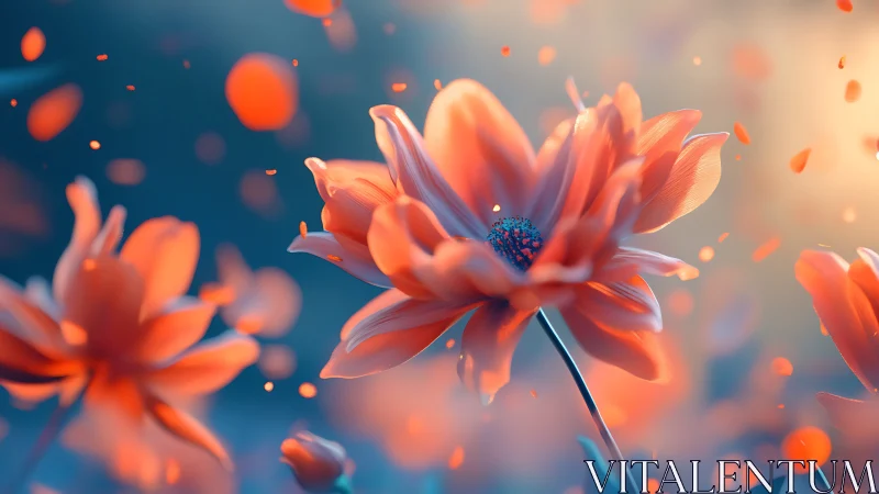 Glowing Petals Dance in Warm Light.