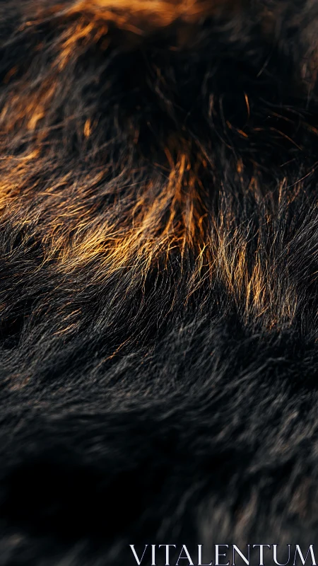 Golden light drifts gently across soft dark animal fur