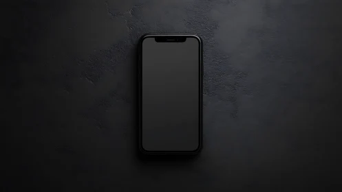 Modern smartphone displayed on textured dark surface.